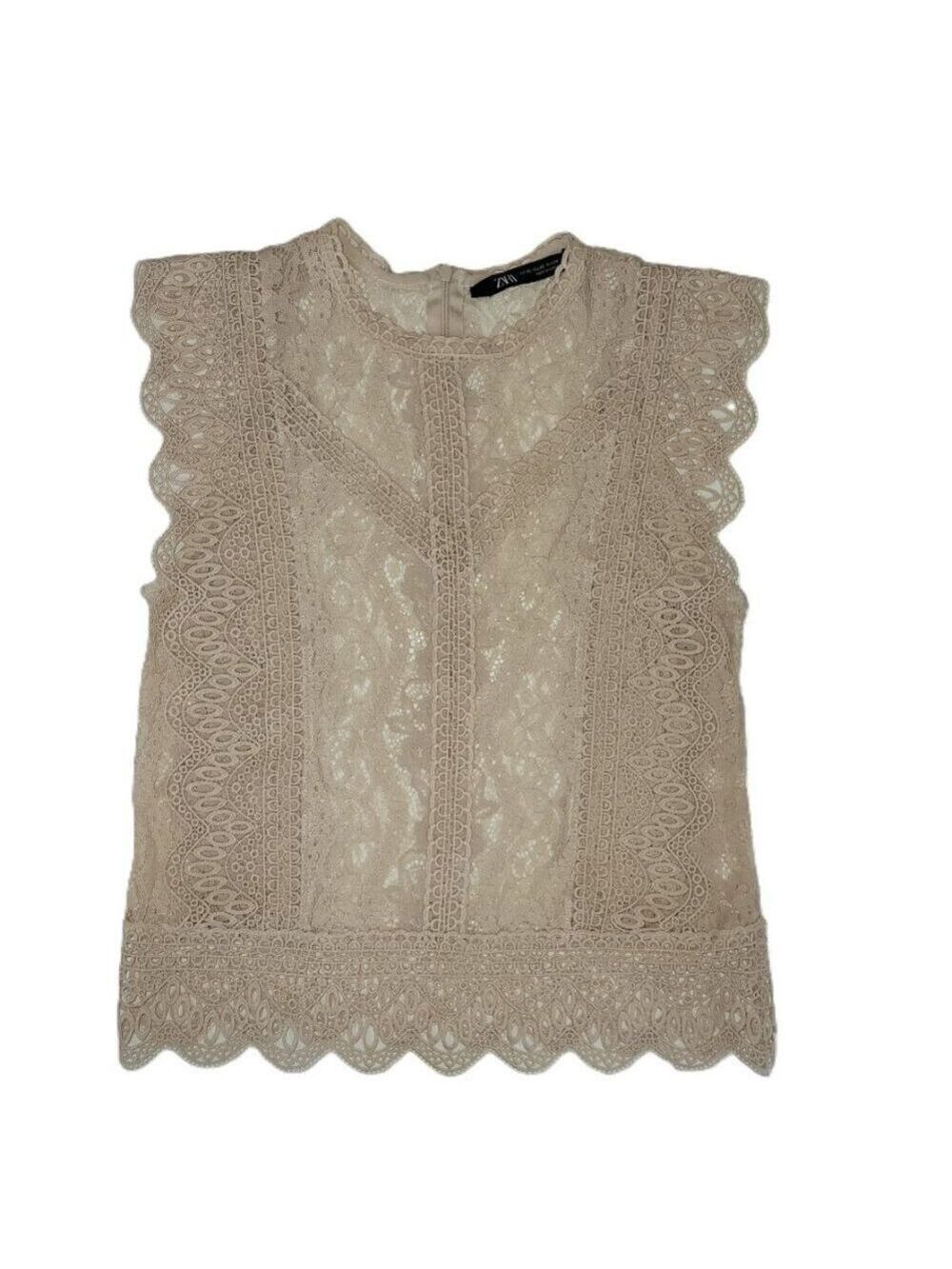 Zara Beige Lace Sleeveless Top Unlined Size XS